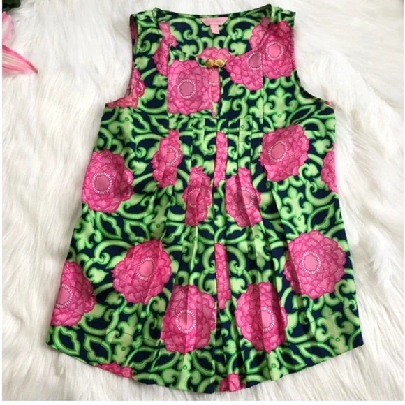 🌺 LILLY PULITZER 100% Silk Tara Flowy Sleeveless Blouse. Size 6. Excellent cond! - Picture 4 of 14